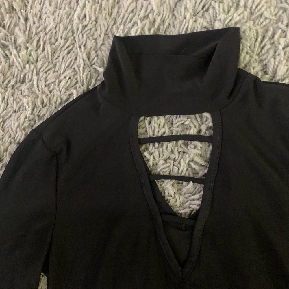 Black cutout neck dress